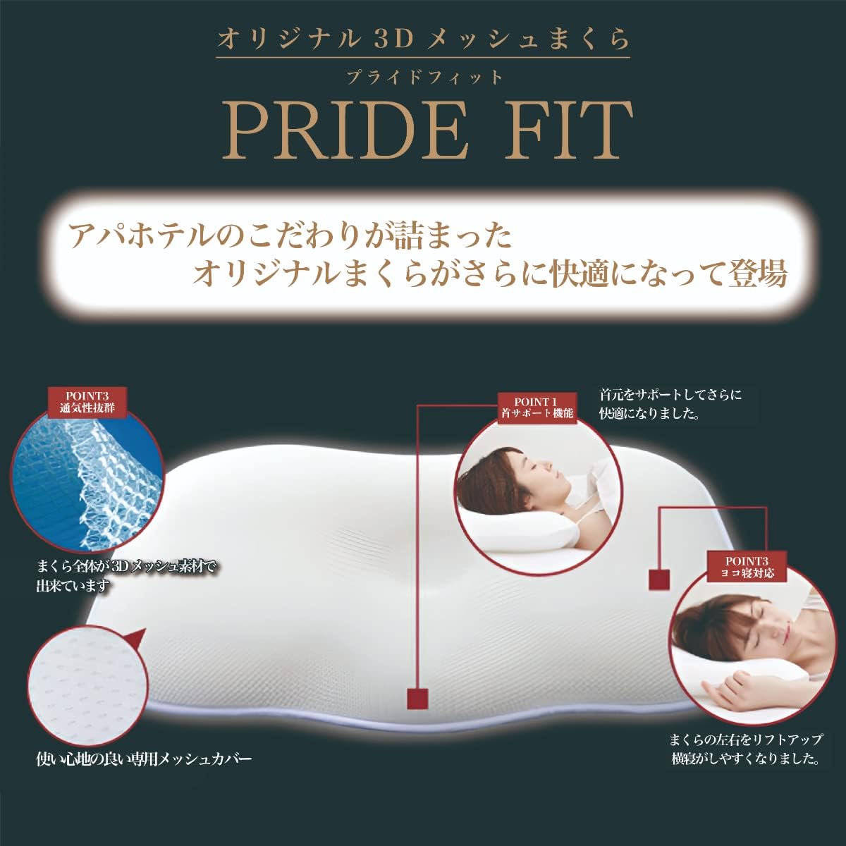 アパホテル 枕 PRIDEFIT(プライドフィット) APA オリジナル 3Dメッシュ